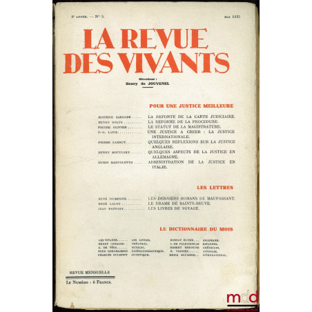 LA REVUE DES VIVANTS, Mai 1935