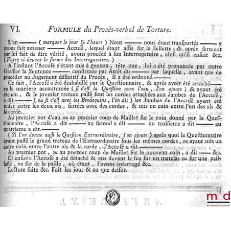 INSTRUCTION CRIMINELLE, SUIVANT LES LOIX ET ORDONNANCES DU ROYAUME