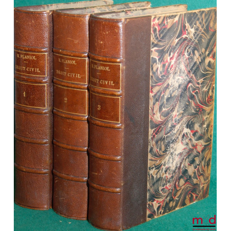 TRAITÉ ÉLÉMENTAIRE DE DROIT CIVIL, 1ère éd. : t. I : Principes généraux. Théorie générale des personnes. Les Biens. - Filiati...