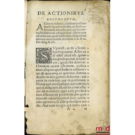 DE ACTIONIBUS NOVUS COMMENTARIUS FRANCISCI HOTOMANI JURISCONSULTIFRANC. HOTOMANI JURISC- COMMENTARIUS IN TT. DIGESTOR. ET CO...