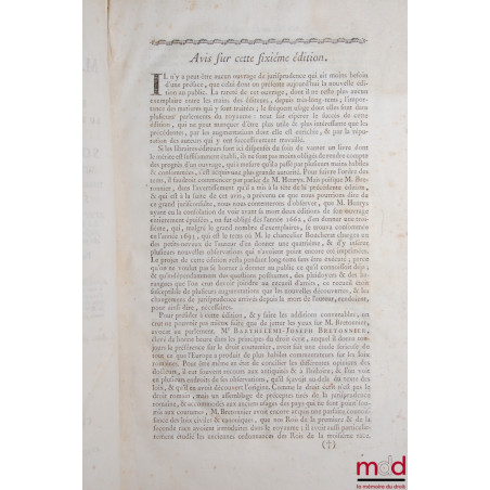 ?UVRES DE M. CLAUDE HENRYS, CONSEILLER DU ROI ET SON PREMIER AVOCAT AU BAILLIAGE & SIÈGE PRÉSIDIAL DE FOREZ, contenant : SON ...