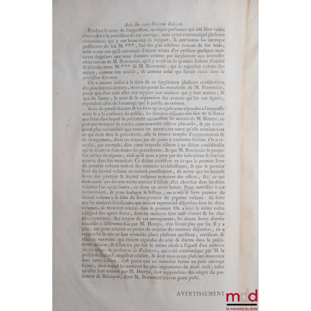 ?UVRES DE M. CLAUDE HENRYS, CONSEILLER DU ROI ET SON PREMIER AVOCAT AU BAILLIAGE & SIÈGE PRÉSIDIAL DE FOREZ, contenant : SON ...