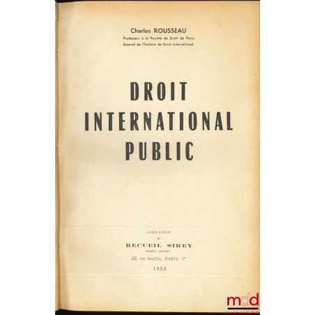 DROIT INTERNATIONAL PUBLIC