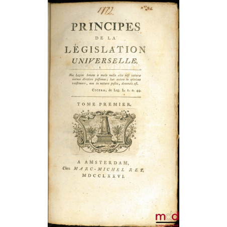 PRINCIPES DE LA LÉGISLATION UNIVERSELLE