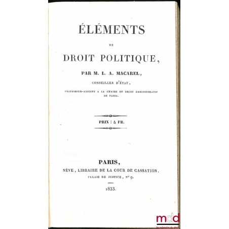 ÉLÉMENTS DE DROIT POLITIQUE