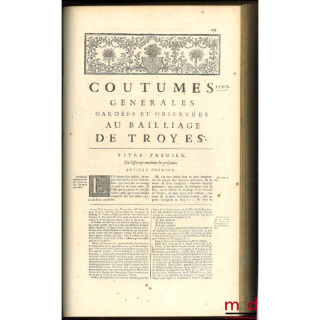 NOUVEAU COUTUMIER GÉNÉRAL OU CORPS DES COUTUMES GÉNÉRALES ET PARTICULIÈRES DE FRANCE, ET DES PROVINCES CONNUES SOUS LE NOM DE...