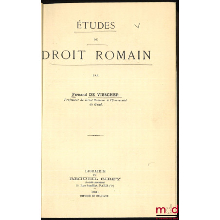 ÉTUDE DE DROIT ROMAIN