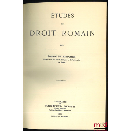 ÉTUDE DE DROIT ROMAIN