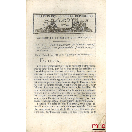 ENSEMBLE DE 14 BULLETINS DES LOIS :Mémoire envoyé à l’Assemblée nationale par M. Necker Directeur général des finances, 27 a...