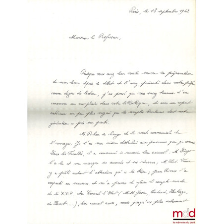 HISTOIRE ABRÉGÉE DU RECOURS POUR EXCÈS DE POUVOIR DES ORIGINES À 1954, Préface de Marcel Waline, Bibl. de droit public, t. IL