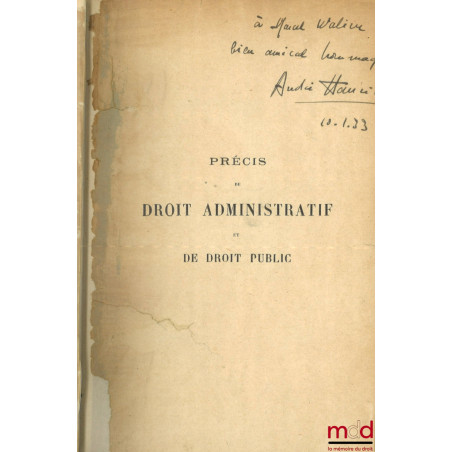 PRÉCIS DE DROIT ADMINISTRATIF ET DE DROIT PUBLIC, 12e éd. revue et mise au courant par André Hauriou