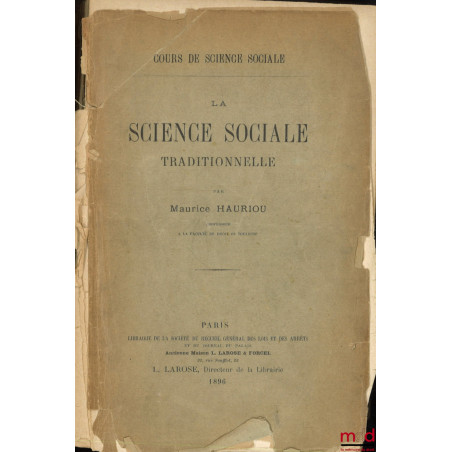 LA SCIENCE SOCIALE TRADITIONNELLE, Cours de Science sociale