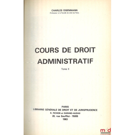 COURS DE DROIT ADMINISTRATIF