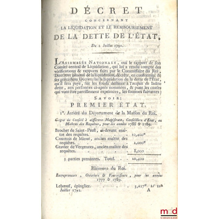 COLLECTION GÉNÉRALE DES DÉCRETS RENDUS PAR L’ASSEMBLÉE NATIONALE. Avec la mention des Sanctions et acceptations données par l...