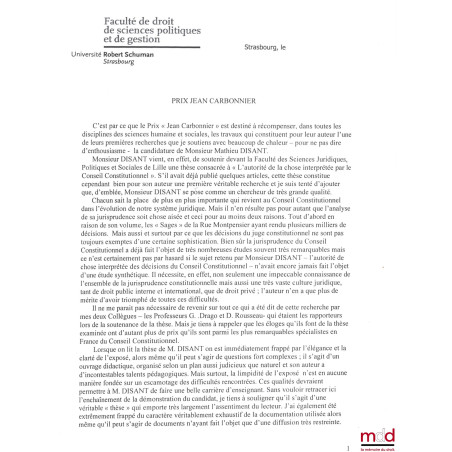 L?AUTORITÉ DE LA CHOSE INTERPRÉTÉE PAR LE CONSEIL CONSTITUTIONNEL, Thèse (dir. : Vincent Cattoir-Jonville ; jury : Vincent Ca...