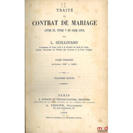 COURS DE CODE NAPOLÉON, t. I à X : 6e éd., t. XII et XIII : 7e éd, t. XIII à XVII : 6e éd., t. XVIII à XXIII : 4e et 6e éd., ...