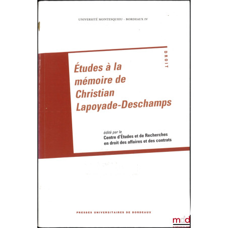 ÉTUDES À LA MÉMOIRE DE CHRISTIAN LAPOYADE-DESCHAMPS