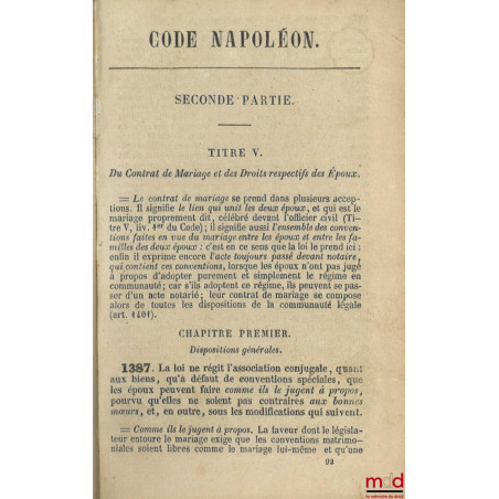 CODE NAPOLÉON Expliqué par ses motifs, par des exemples et par la jurisprudence, Avec la solution, sous chaque article, des d...