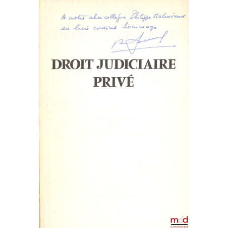 DROIT JUDICIAIRE PRIVÉ, t. III [seul] : PROCÉDURE DE PREMIÈRE INSTANCE