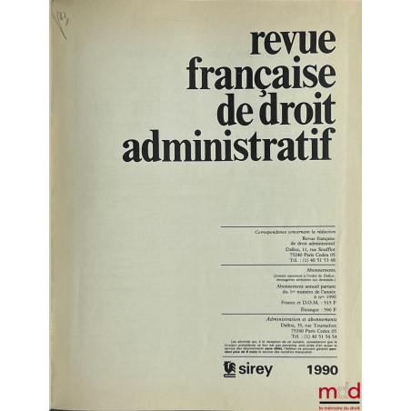 REVUE FRANÇAISE DE DROIT ADMINISTRATIF, de 1990 à 2015