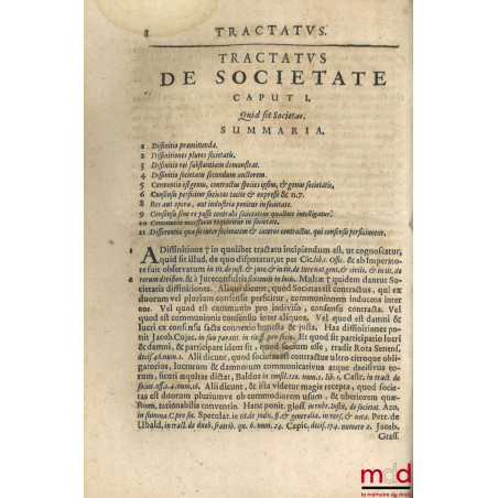 TRACTATUS DESIDERATISSIMUS. DE COMMUNIONE SEU SOCIETATE, Deque Lucro item ac Quæstu, Damno itidem ac Expensis, Primum in Germ...