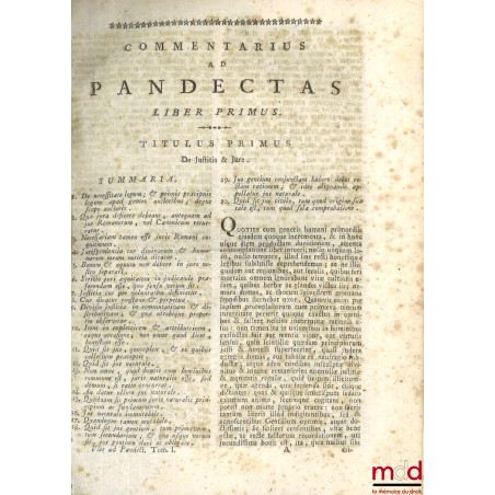 JOANNIS VOET JCTI ET ANTECESSORIS IN ACADEMIA LUGDUNO-BATAVA, COMMENTARIORUM AD PANDECTAS, LIBRI QUINQUAGINTA, In quibus præt...