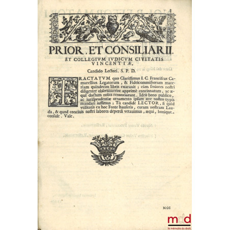 DE LEGATIS ET SINGULIS REBUS PER FIDEICOMMISSUM RELICTIS, Libris quindecim exaratum, in foro ; et scholis professoribus Perut...