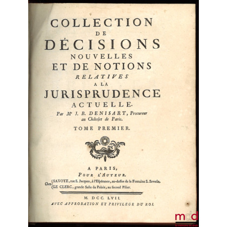 COLLECTION DE DÉCISIONS NOUVELLES ET DE NOTIONS RELATIVES À LA JURISPRUDENCE ACTUELLE