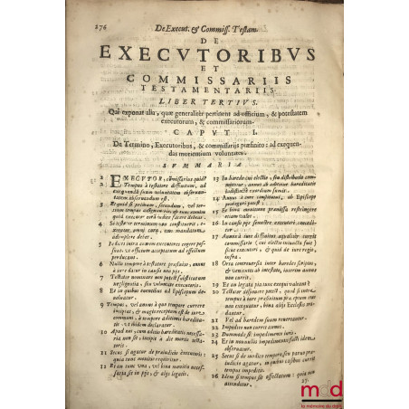 DE EXECUTORIBUS ET COMMISSARIIS TESTAMENTARIIS. LIBRI QUATUOR. Authore FRANCISCO CARPIO Ursaonensi, et in eadem celeberrima A...