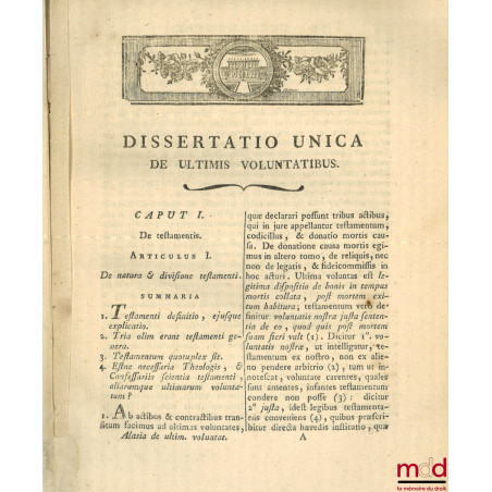 COMMENTARIUS DE ULTIMIS VOLUNTATIBUS AD EMINENTISSIMUM D. D. VICTORIUM CAJETANUM S. R. E. PRESBYTERUM CARDINALEM COSTA ARCHIE...