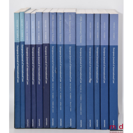 EUROPEAN JOURNAL OF INTERNATIONAL LAW :Volume 9 (1998) : n° 2 et 3 ;Volume 19 (2008) : n° 2 à 5 ;Volume 20 (2009) : n° 1 à...