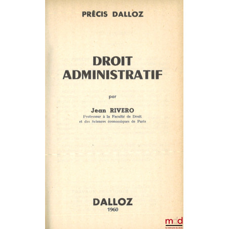 DROIT ADMINISTRATIF, coll. Précis Dalloz