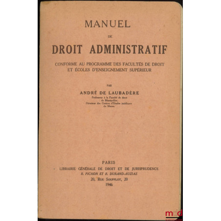 MANUEL DE DROIT ADMINISTRATIF