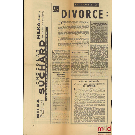 LE DIVORCE, traduit de l?américain par E. Trocmé et L. Turner, adaptation française de P. Marcel, La revue réformée, n° 15-16...