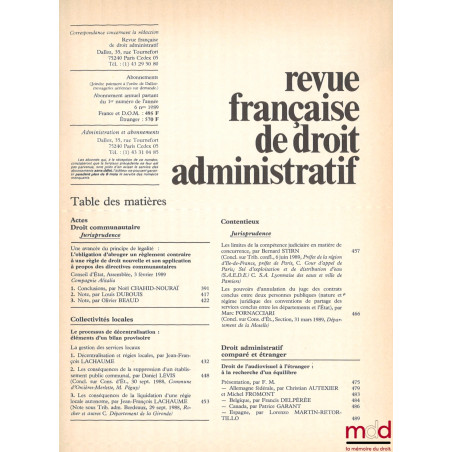 REVUE FRANÇAISE DE DROIT ADMINISTRATIF, de 1989 à 2017, [mq. 9 fasc.]