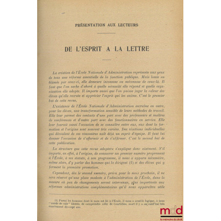 REVUE DE L’ÉCOLE NATIONALE D’ADMINISTRATION / PROMOTIONS, du n° 1 (mai 1946) au n° 99 (1976)