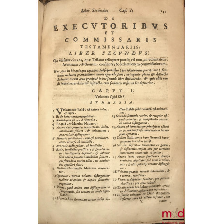 DE EXECUTORIBUS ET COMMISSARIIS TESTAMENTARIIS. LIBRI QUATUOR. Authore FRANCISCO CARPIO Ursaonensi, et in eadem celeberrima A...