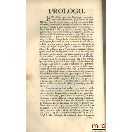 [Congressiones apologeticas sobre la verdad de las investigaciones historicas de las antiguedades del reyno de Navarra]