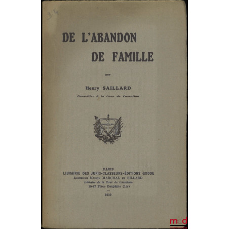 DE L’ABANDON DE FAMILLE