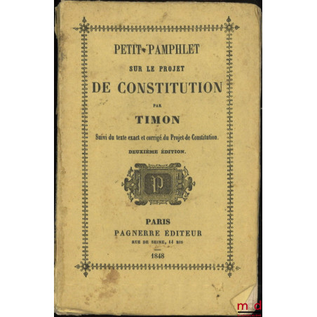 PETIT PAMPHLET SUR LE PROJET DE CONSTITUTION