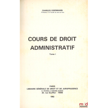 COURS DE DROIT ADMINISTRATIF