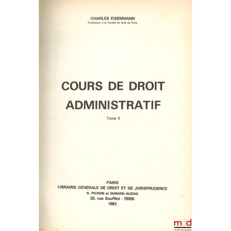 COURS DE DROIT ADMINISTRATIF