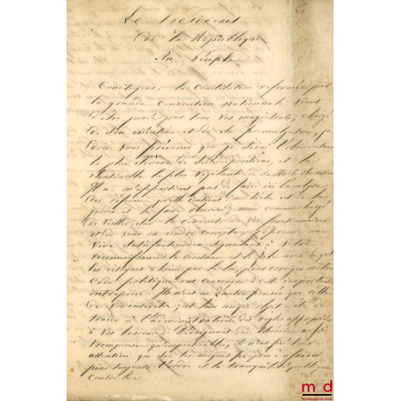 CONSTITUCION DE LA REPUBLICA DE CHILE, Jurada y promulgada el 25 de mayo de 1833, [Avec traduction française manuscrite], Sui...