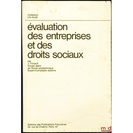 ÉVALUATION DES ENTREPRISES ET DES DROITS SOCIAUX, coll. Uni-Audit