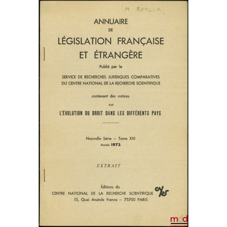 LA Ve RÉPUBLIQUE EN 1979, extrait de l?Annuaire de législation française et étrangère, nouvelle série, t. XXVIII, années 1979...