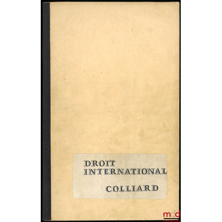 COURS DE DROIT INTERNATIONAL PUBLIC, Licence 3ème année, 1969-1970