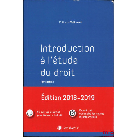 INTRODUCTION À L’ÉTUDE DU DROIT, 14e éd., coll. Manuel