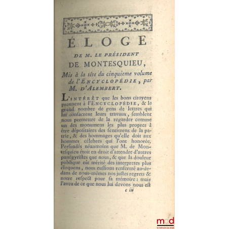 ?UVRES DE MONSIEUR DE MONTESQUIEU. Nouvelle édition, Revue, corrigée et augmentée de plusieurs pièces qui n?avoient pas paru ...