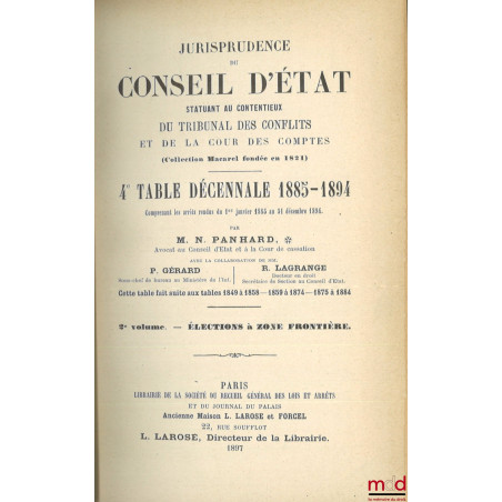 JURISPRUDENCE DU CONSEIL D?ÉTAT statuant au contentieux et DU TRIBUNAL DES CONFLITS ET DE LA COUR DES COMPTES (Collection Mac...