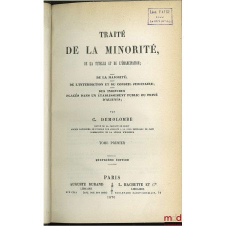 COURS DE CODE NAPOLÉON, tomes 8 à 20 et 22 à 30 (mq. les 1 à 7, t. 21 et 31, édition composite